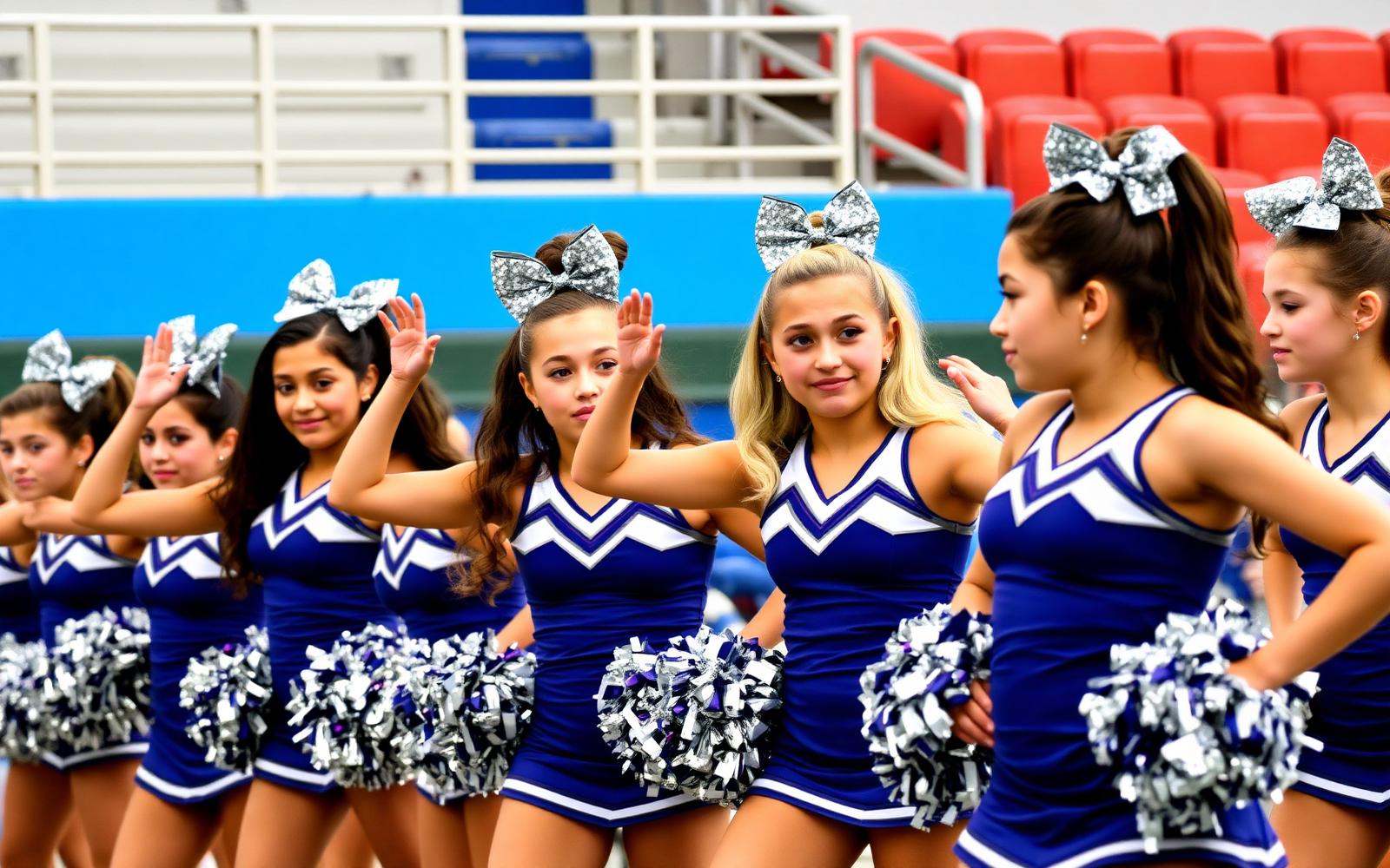 Cheer squad in matching bows